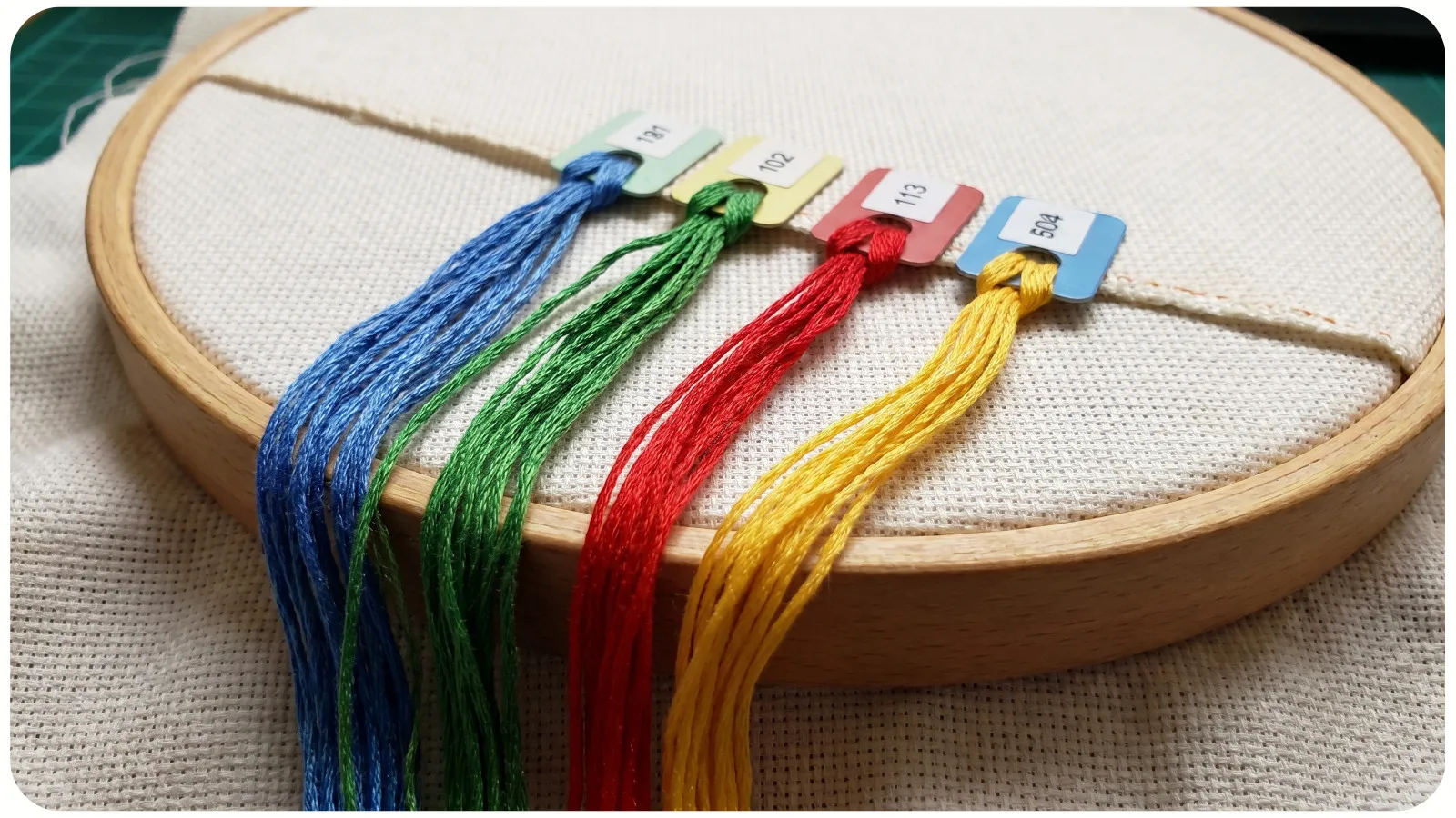 Parking method showing multiple needles and threads on fabric