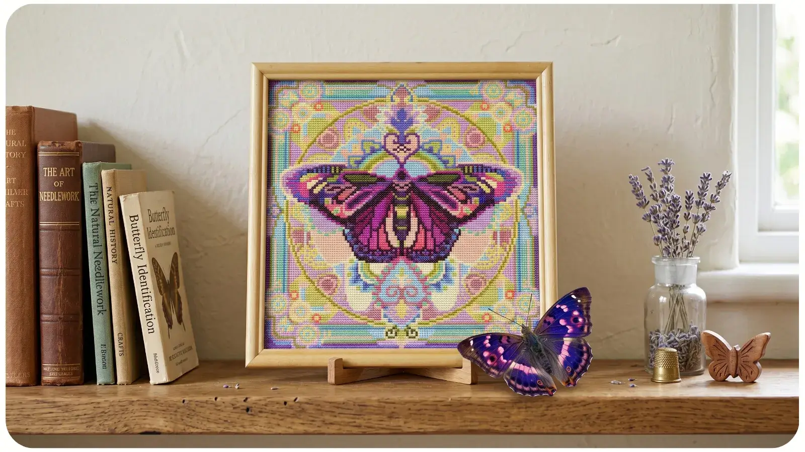 Repeating nature patterns in cross stitch — leaf borders and vine designs