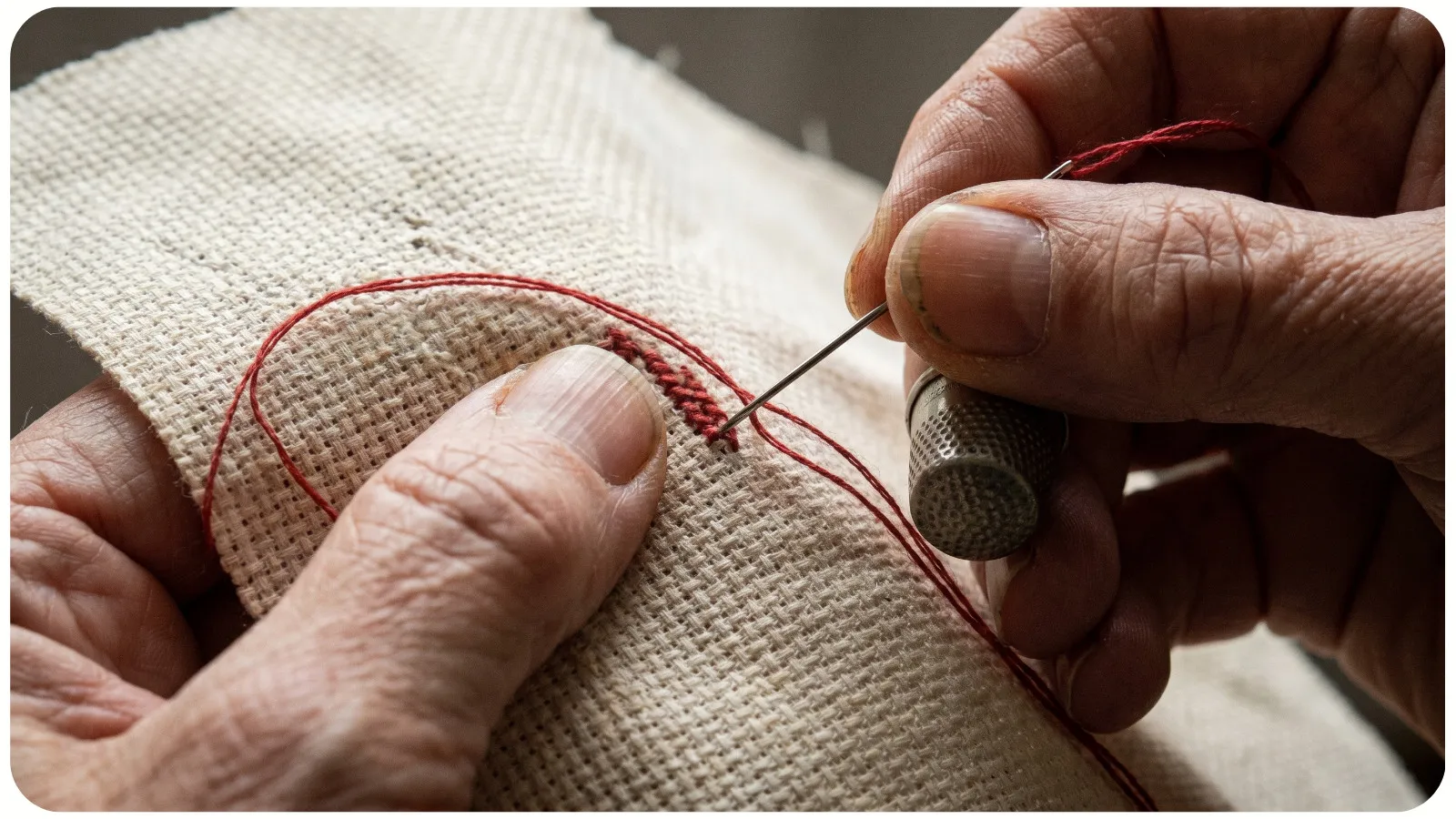 Close up of the Danish method in cross-stitch